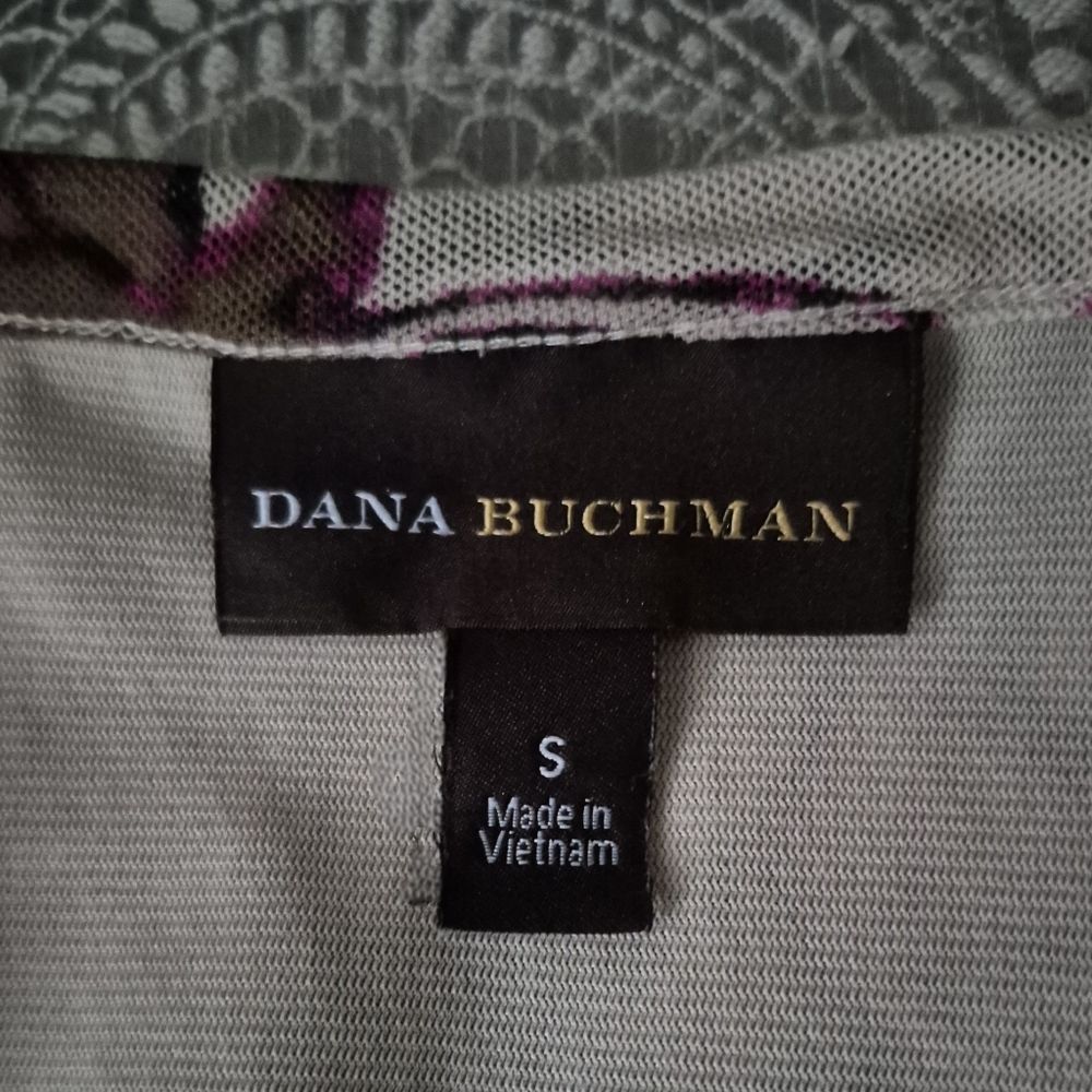 DISCONTINUED: Dana Buchman 70s Vibe Pink and Tan Floral Abstract Blouse Small - Picture 5 of 5
